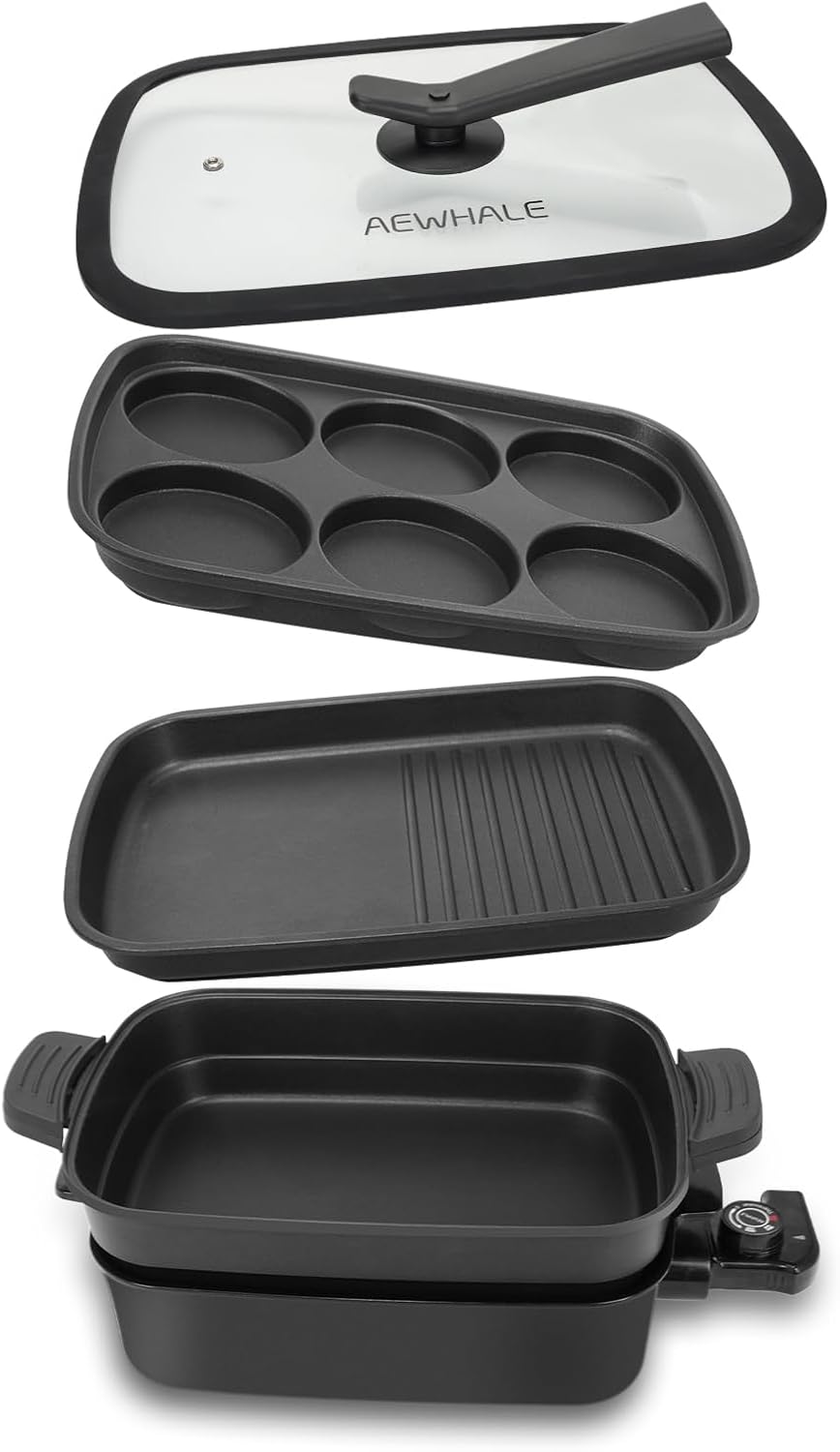 Electric Griddle Pancake - 3-in-1 Multifunctional Electric Skillet Nonstick with