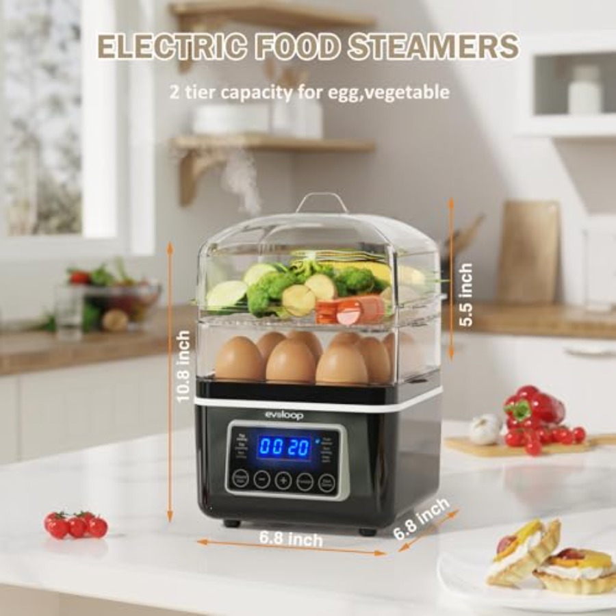 2 Tiers Electric Food Steamer  - đánh giá và giá Egg Cooker Rapid